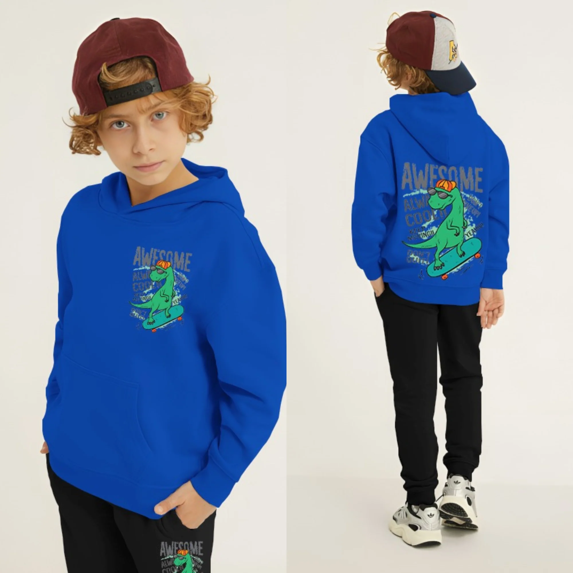 Awesome Dino Printed Kids Hoodie Set - Image 5