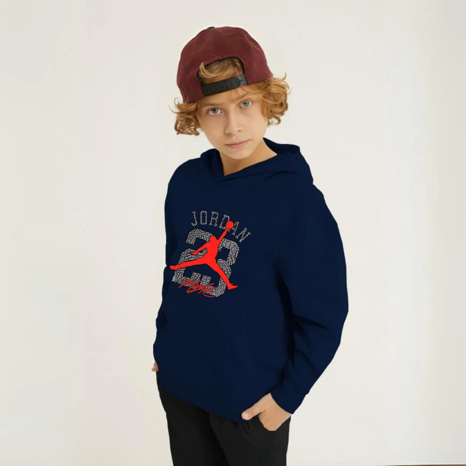 J 23 Printed Kids Hoodie Set - Image 2