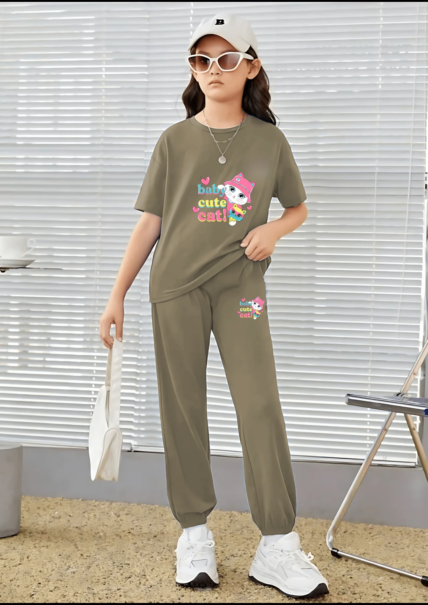 Baby Cute Cat Matching Set - T-Shirt and Pants - Image 3