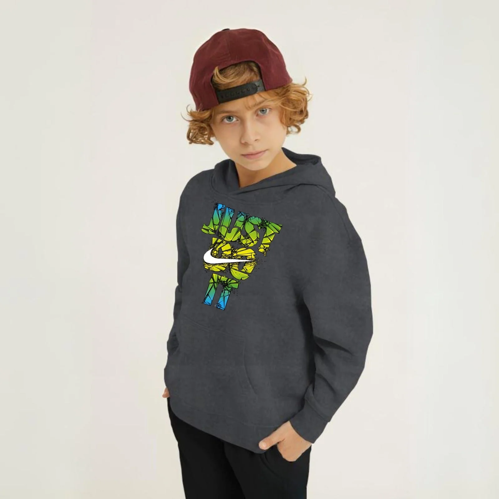 Just Do It Printed Kids Hoodie Set - Image 2