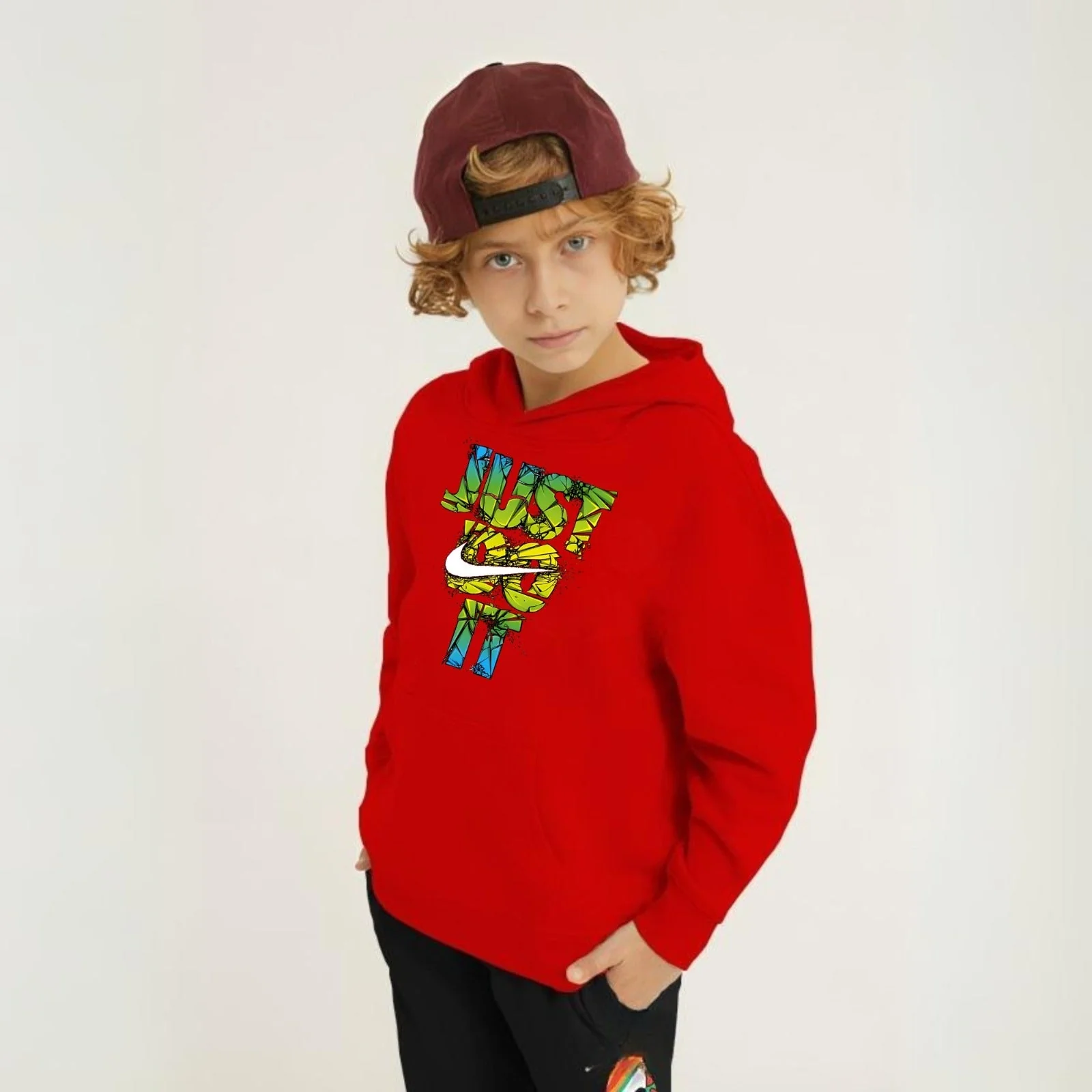 Just Do It Printed Kids Hoodie Set - Image 4