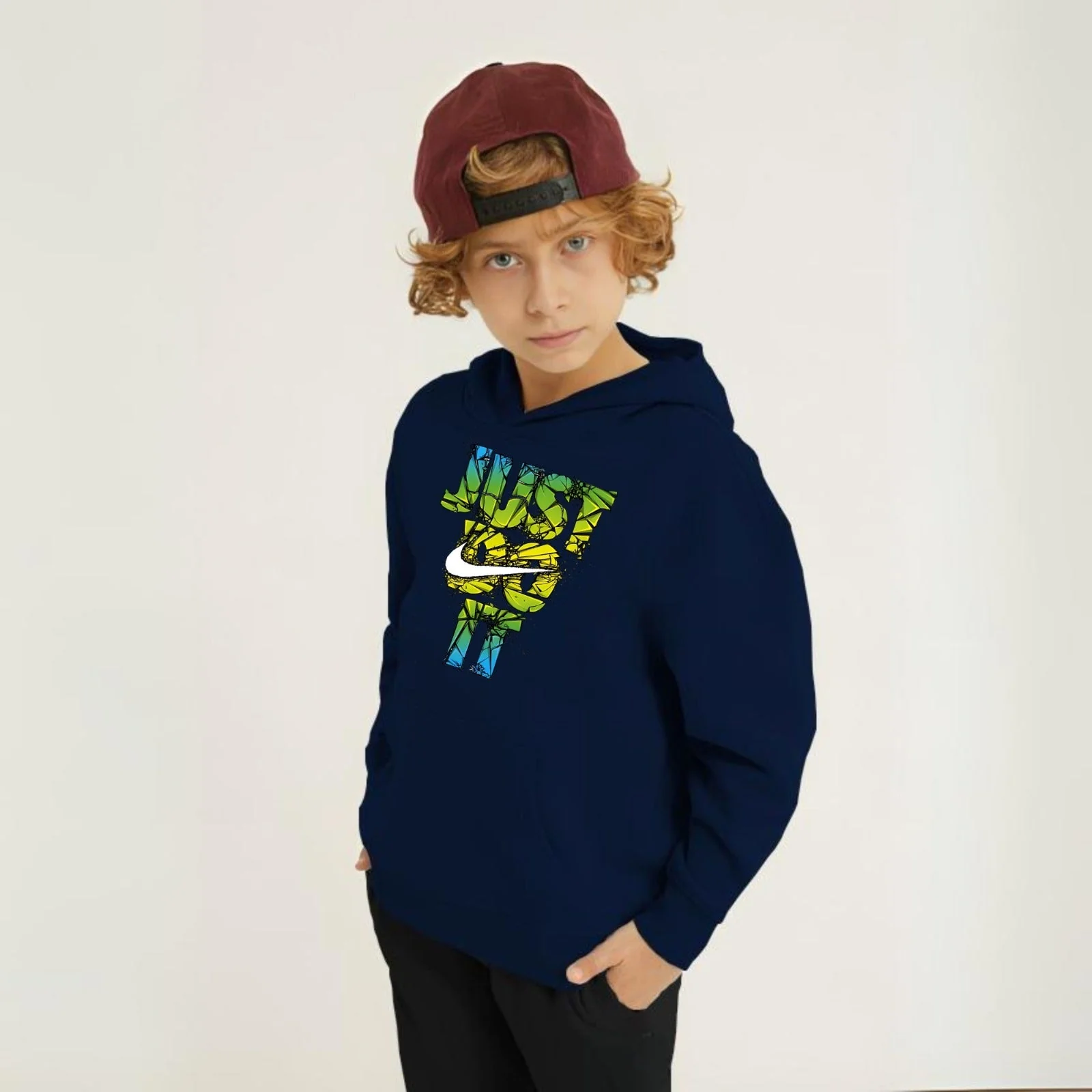 Just Do It Printed Kids Hoodie Set - Image 5