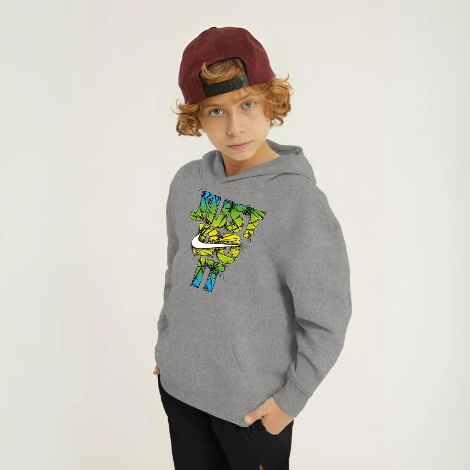 Just Do It Printed Kids Hoodie Set - Image 6
