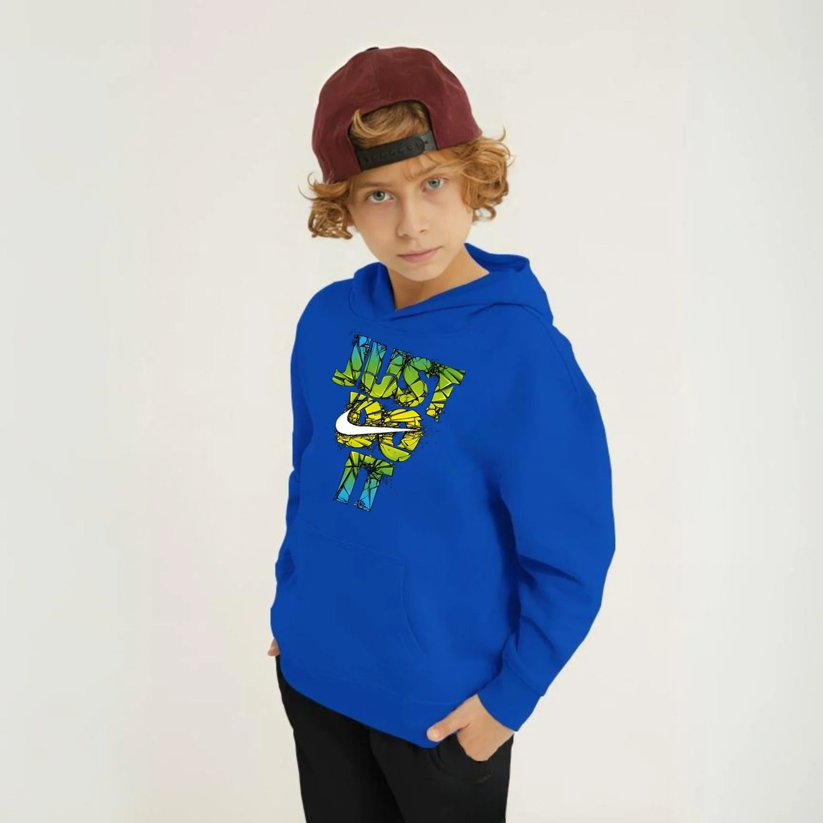 Just Do It Printed Kids Hoodie Set - Image 7