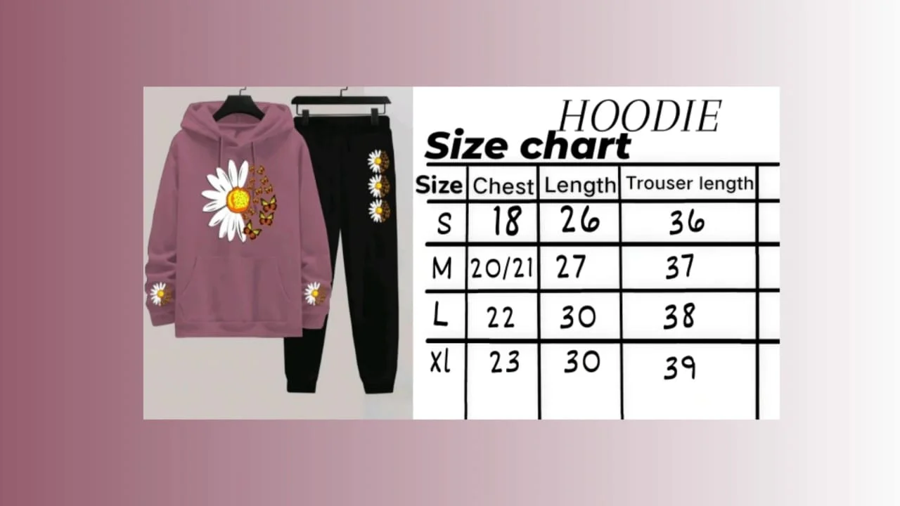 Daisy Flower Printed Women Hoodie Set - Image 5