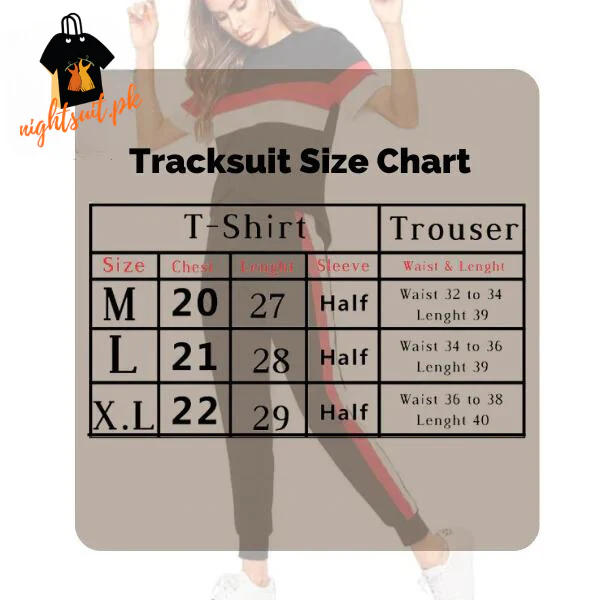 Black Red & White Stripe Tracksuit for Women - Image 3