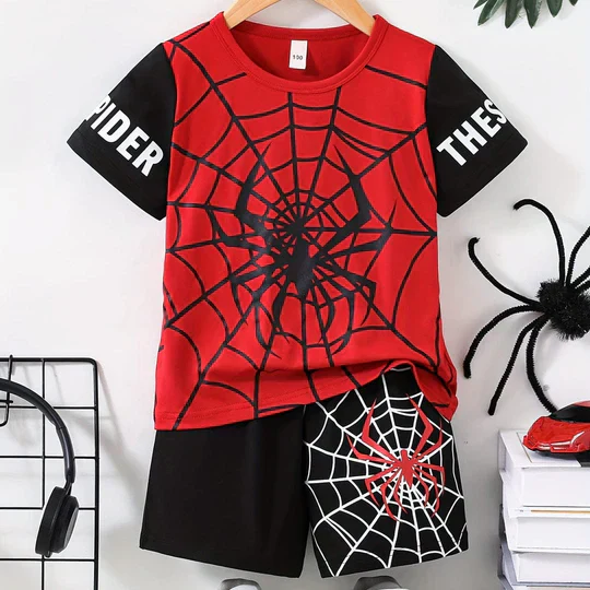 Black Spider Kids Short Set
