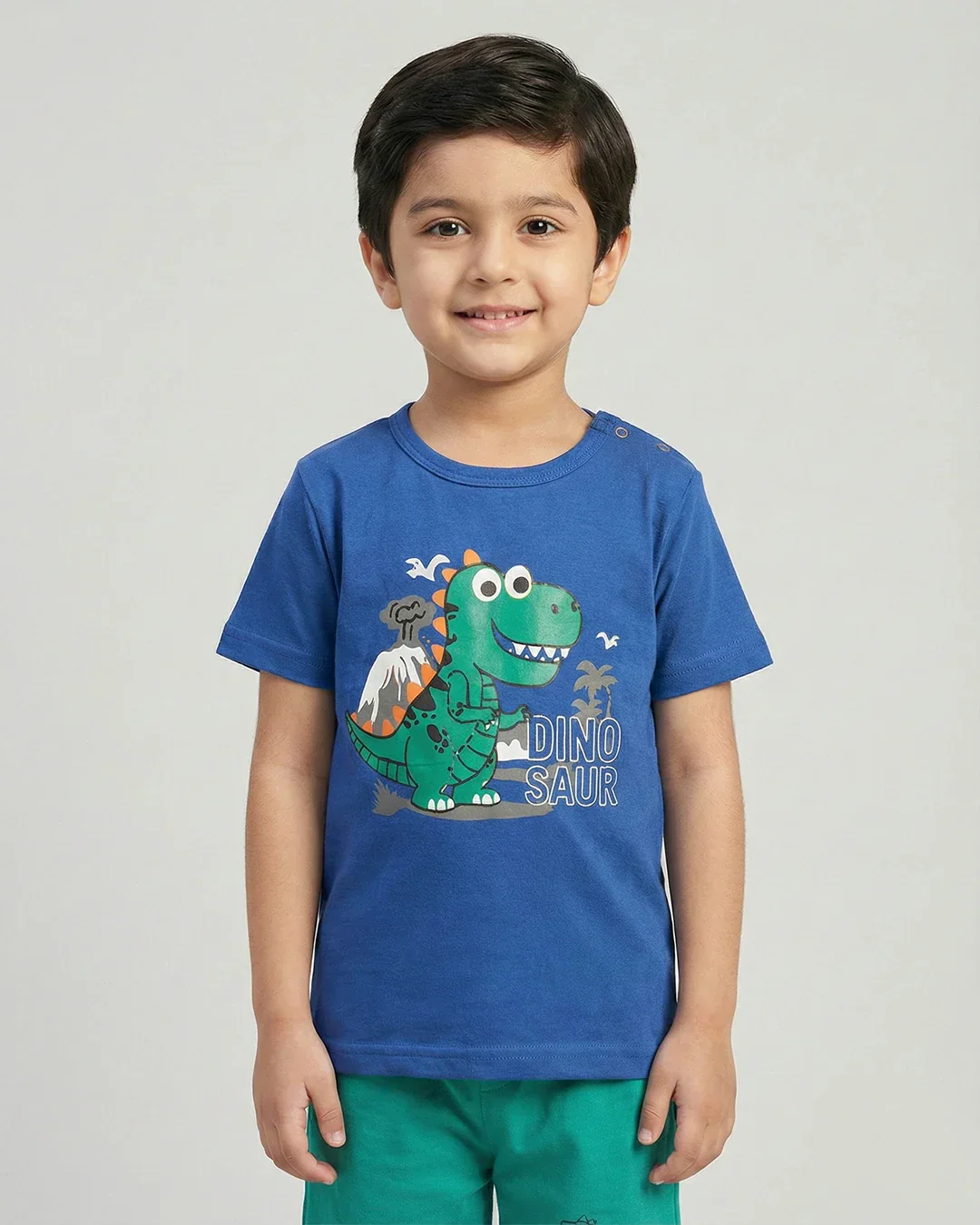 Blue Green Printed Kids Short Sleeve Kids Wear - Image 4