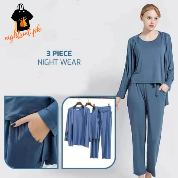 Women’s 3 Piece Nightwear Lounge Set | Plus Size Loungewear - Image 3