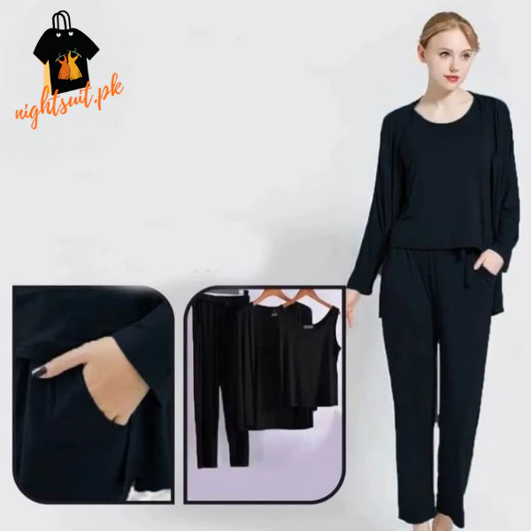 Women’s 3 Piece Nightwear Lounge Set | Plus Size Loungewear - Image 4