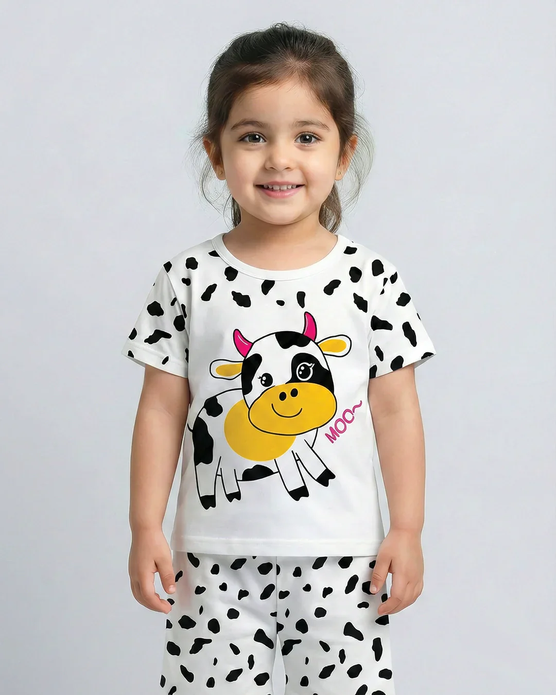 Cow Print Crew Neck Short Sleeve T-shirt - Image 3