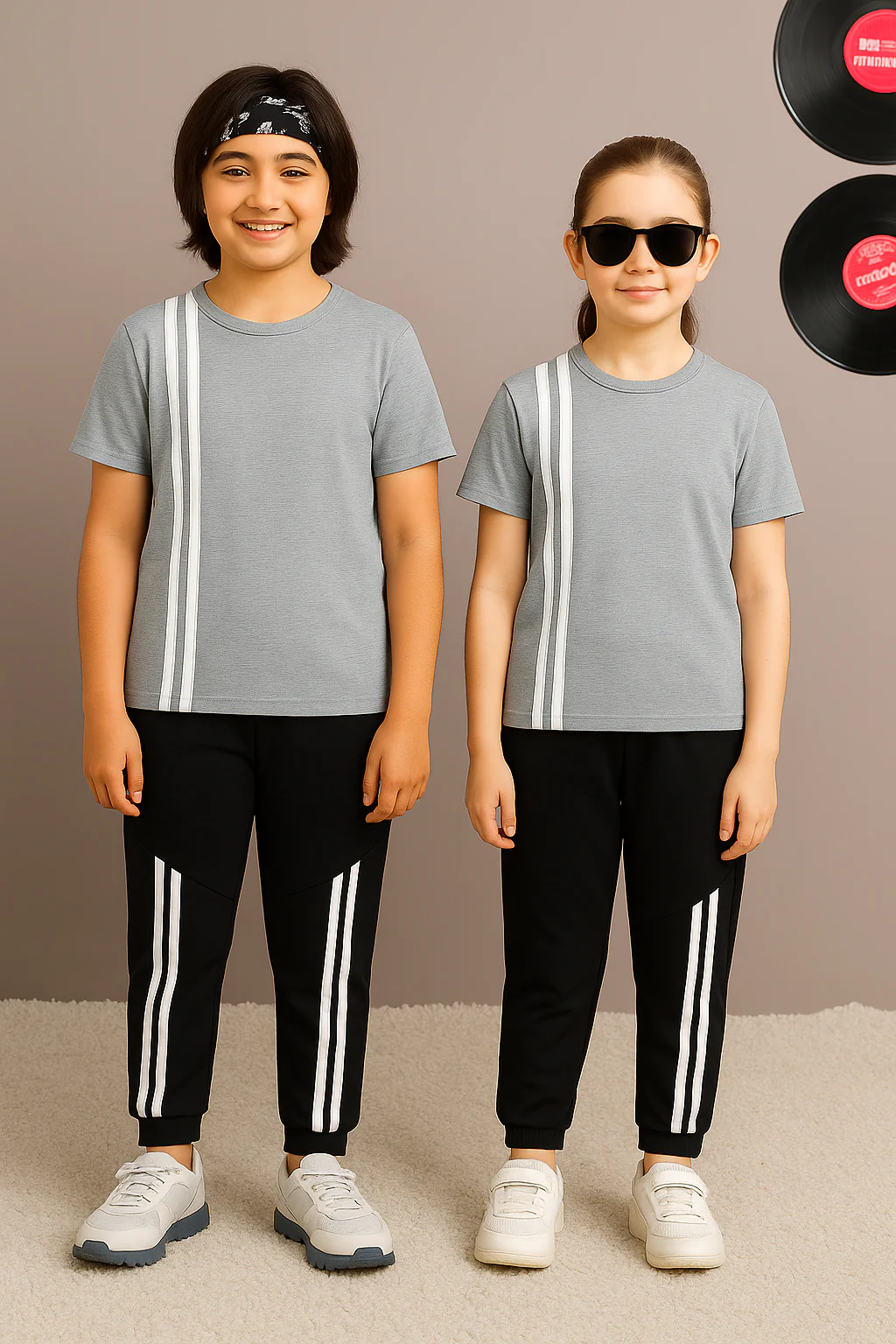 Crimson Stripe Kids Tracksuit - Image 3