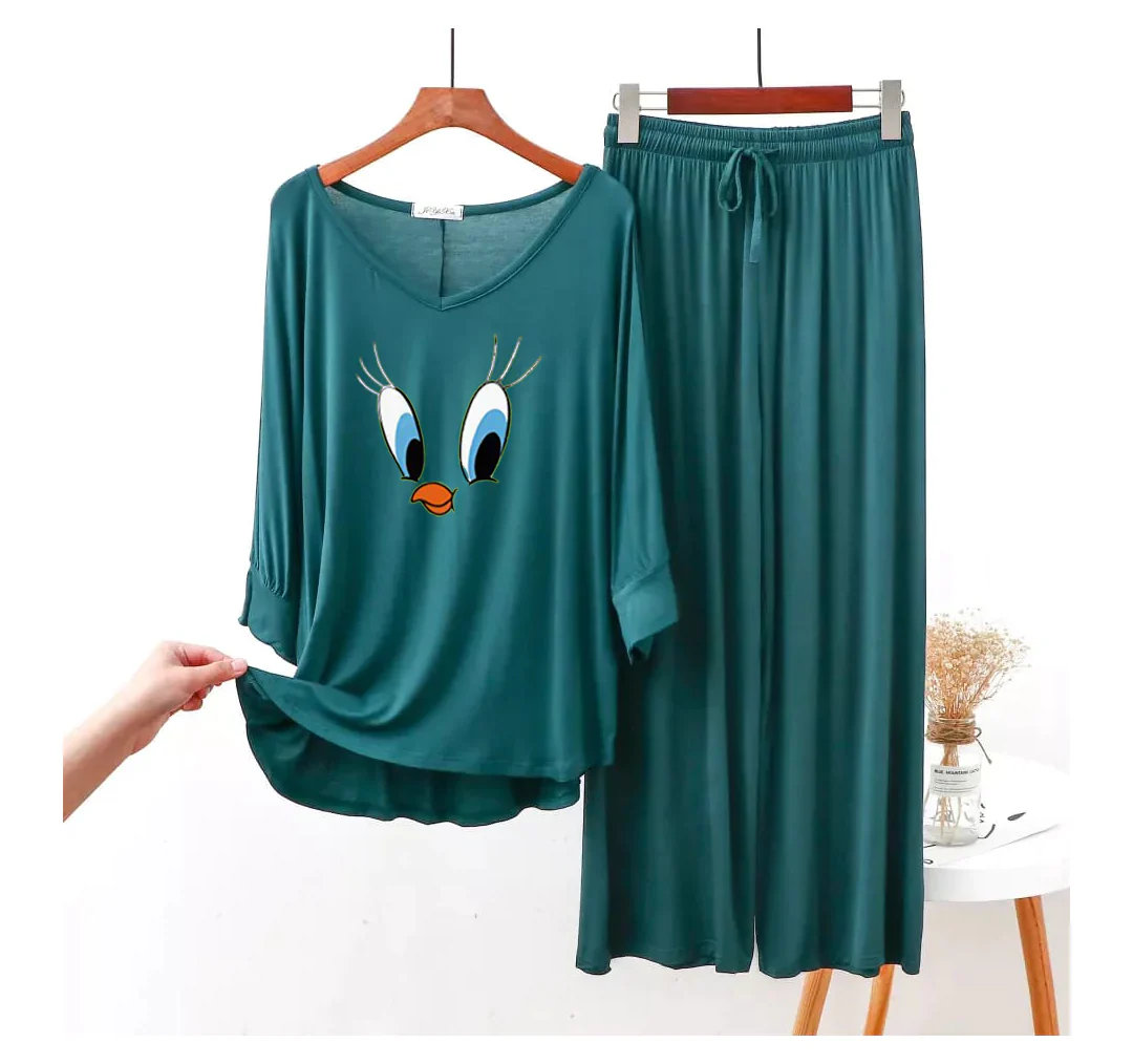 Daffy Duck V-Neck Women Night Suit PJ Set - Image 3
