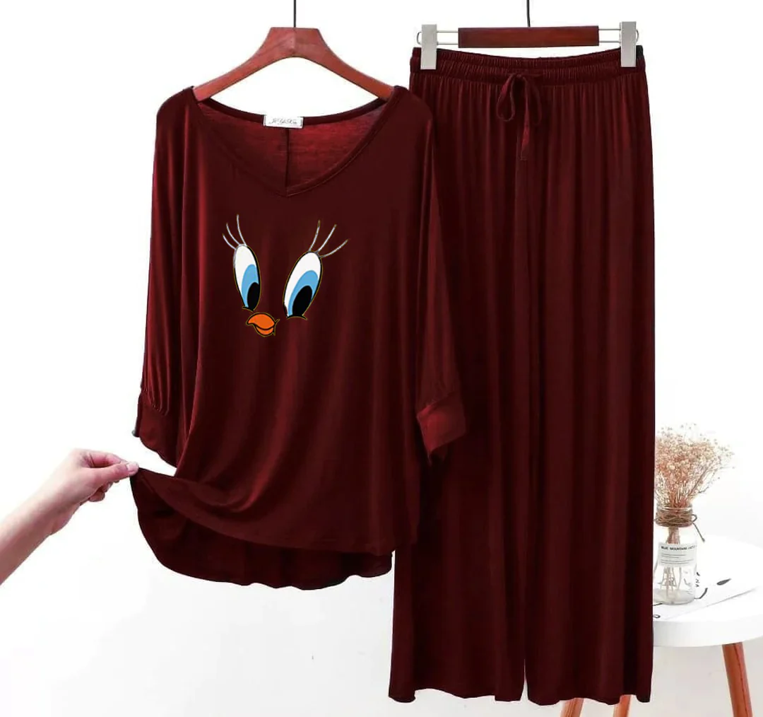 Daffy Duck V-Neck Women Night Suit PJ Set - Image 4