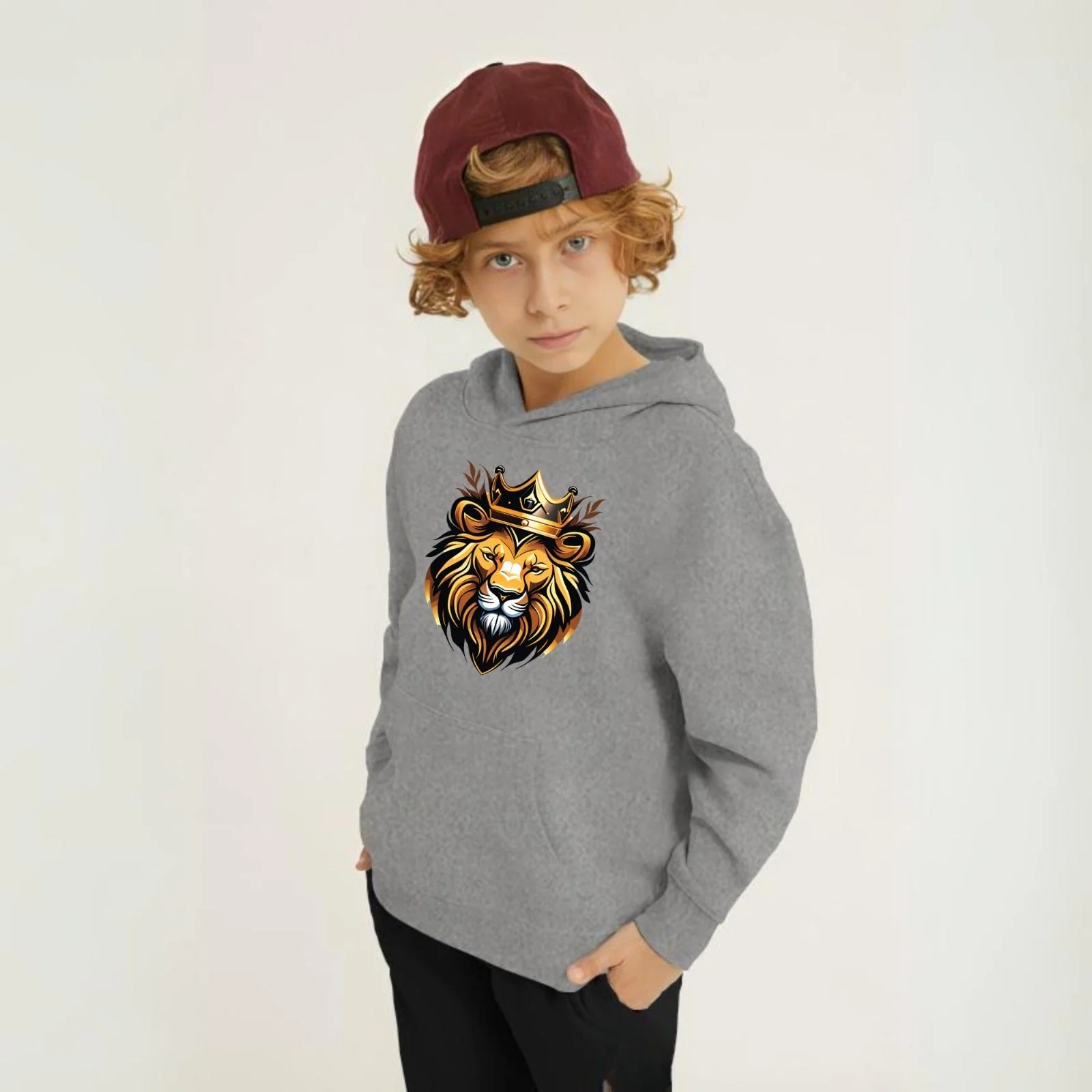 Golden Lion Printed Kids Hoodie Set - Image 4