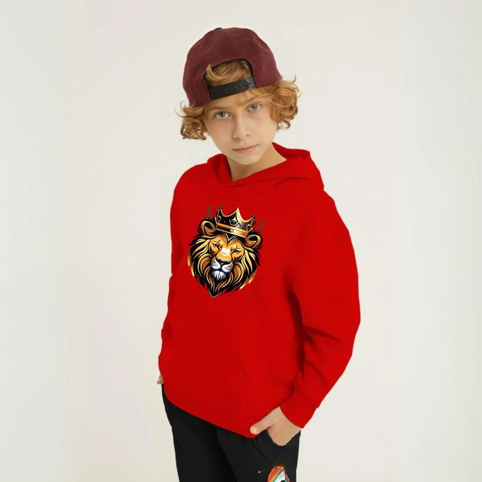Golden Lion Printed Kids Hoodie Set - Image 5