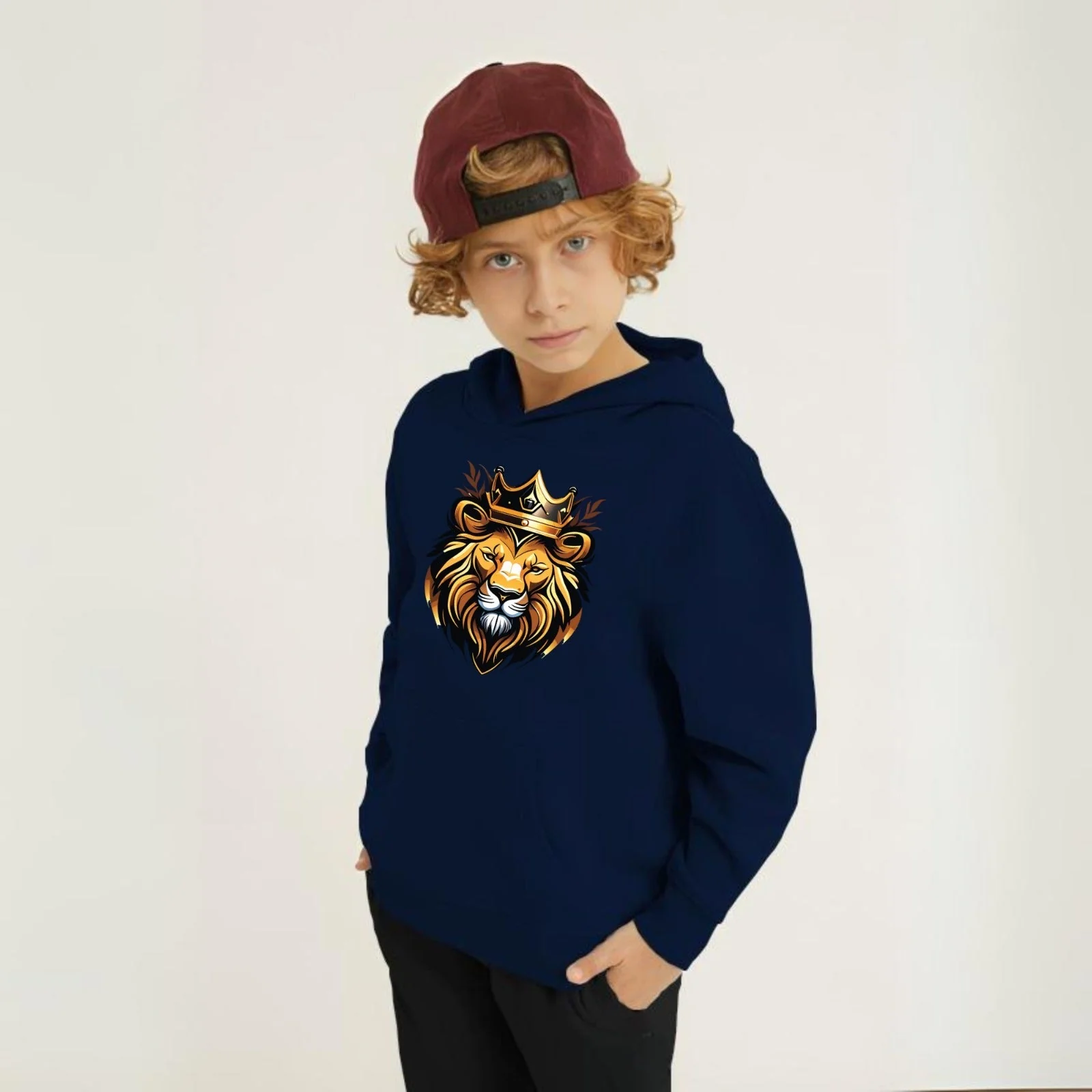 Golden Lion Printed Kids Hoodie Set - Image 6
