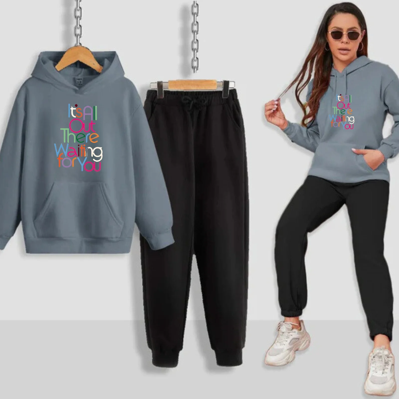 Its All Out There f Printed Women Hoodie Set - Image 11