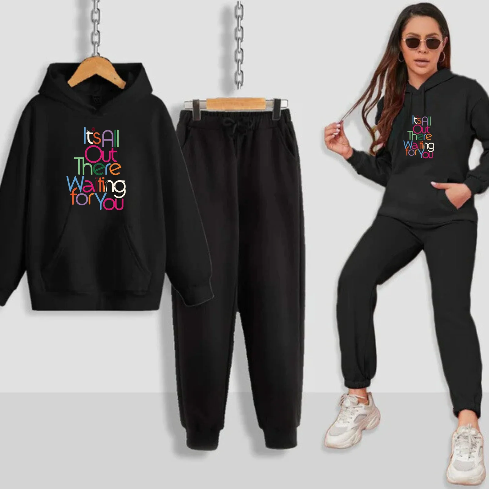 Its All Out There f Printed Women Hoodie Set - Image 2