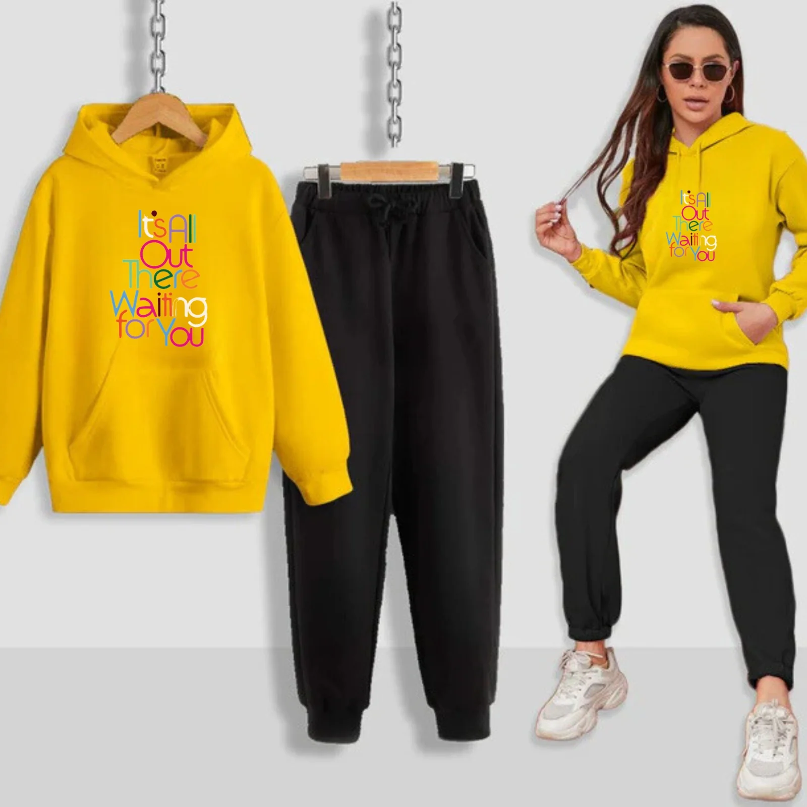 Its All Out There f Printed Women Hoodie Set - Image 3