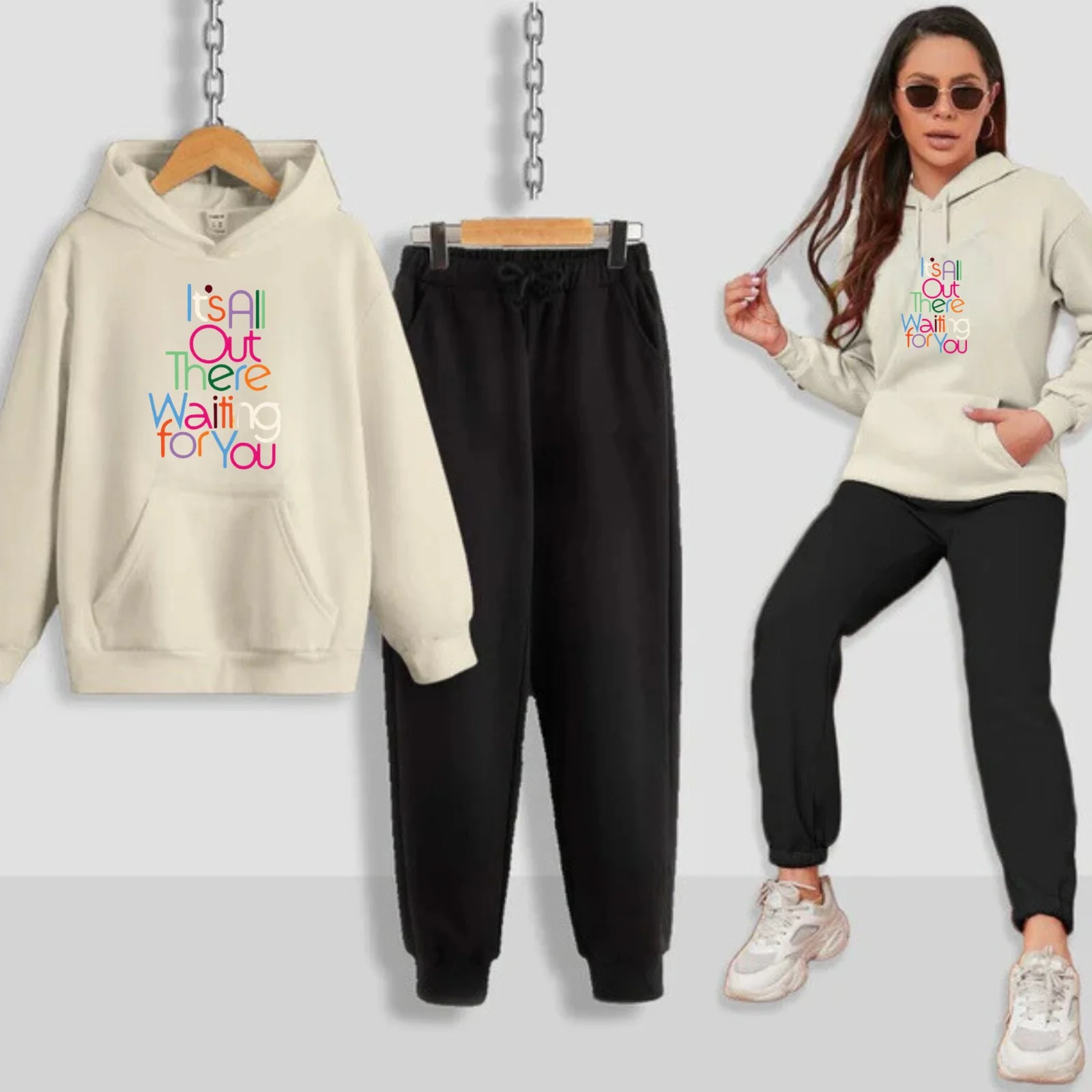 Its All Out There f Printed Women Hoodie Set - Image 5