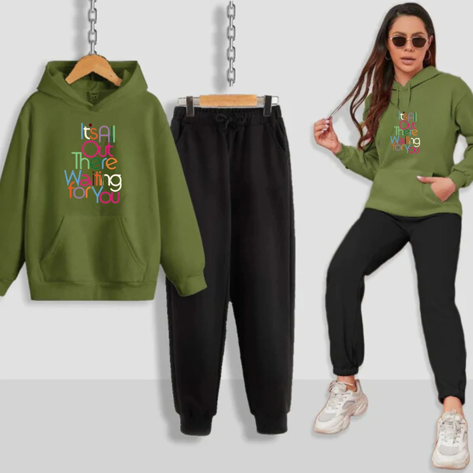 Its All Out There f Printed Women Hoodie Set - Image 6