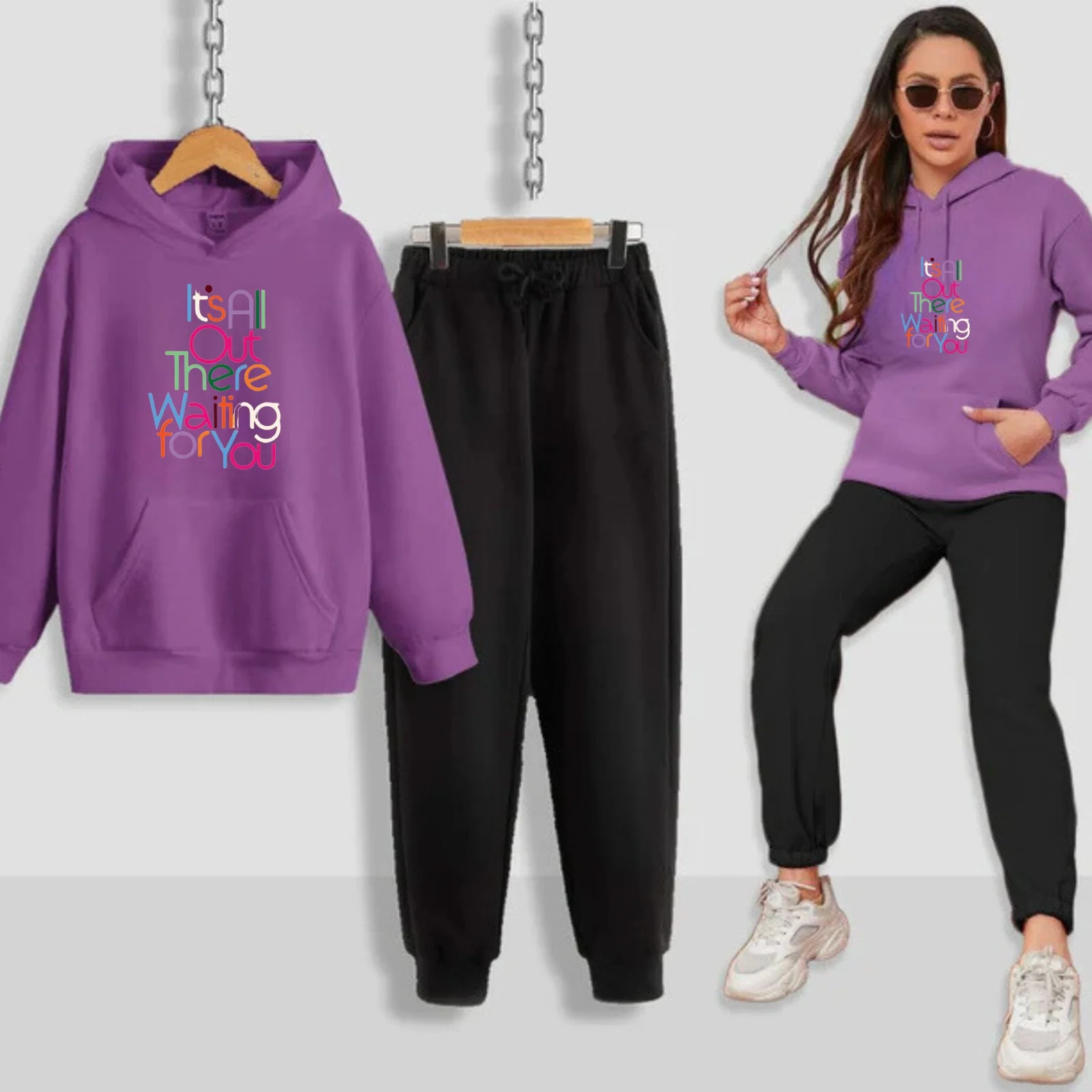 Its All Out There f Printed Women Hoodie Set - Image 8