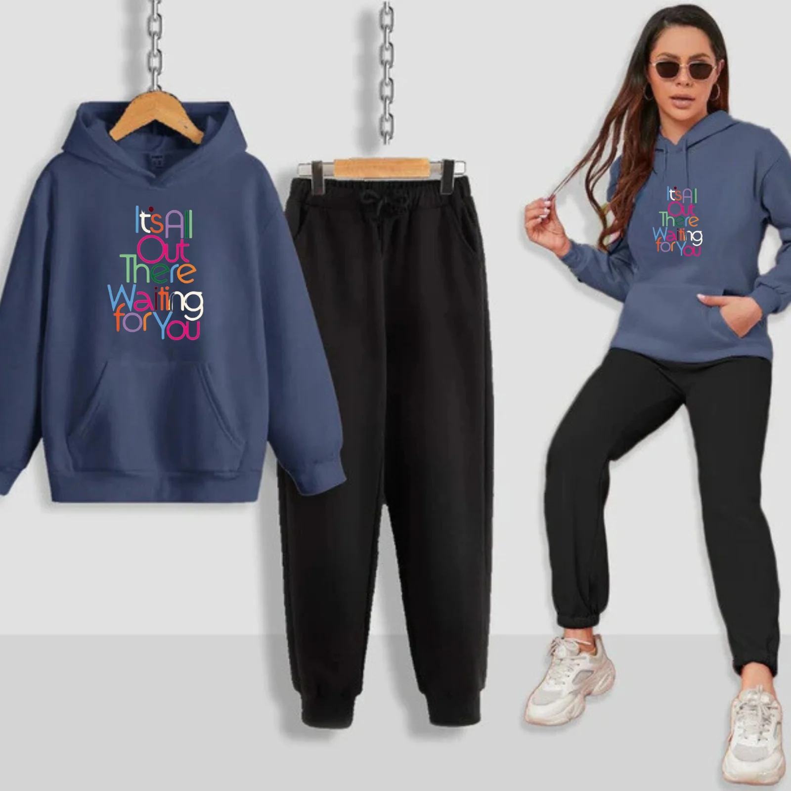 Its All Out There f Printed Women Hoodie Set - Image 9