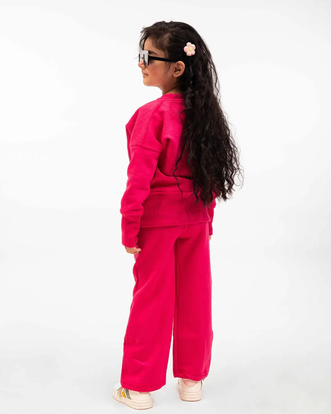 Girls Luxe Fleece Winter Co-Ord Set – Hot Pink - Image 3