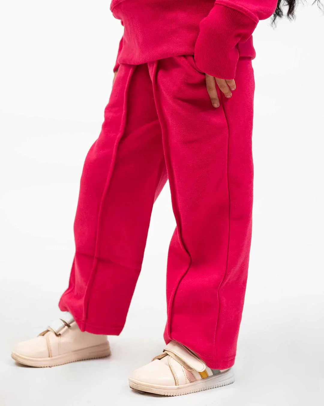Girls Luxe Fleece Winter Co-Ord Set – Hot Pink - Image 4