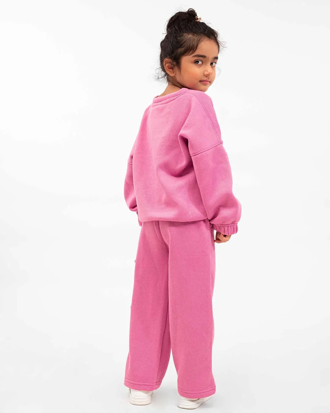 Girls Winter Fleece Cargo Suit – Pink Warm Sweatshirt & Trouser Set - Image 6