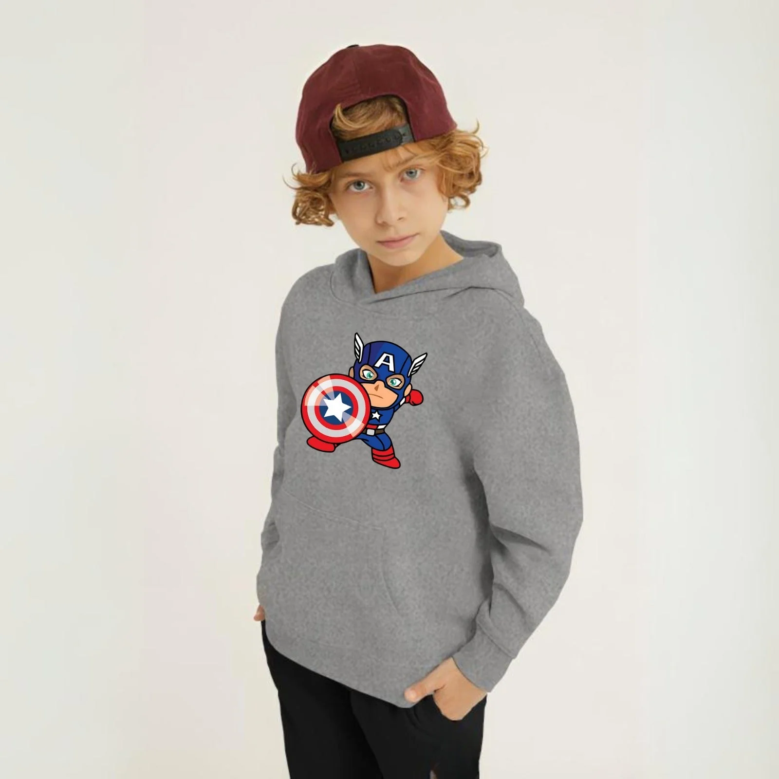 Captain America Printed Kids Hoodie Set - Image 3