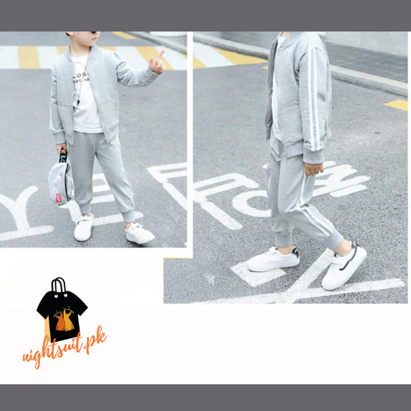 Grey Stripe Kids Tracksuit - Image 3