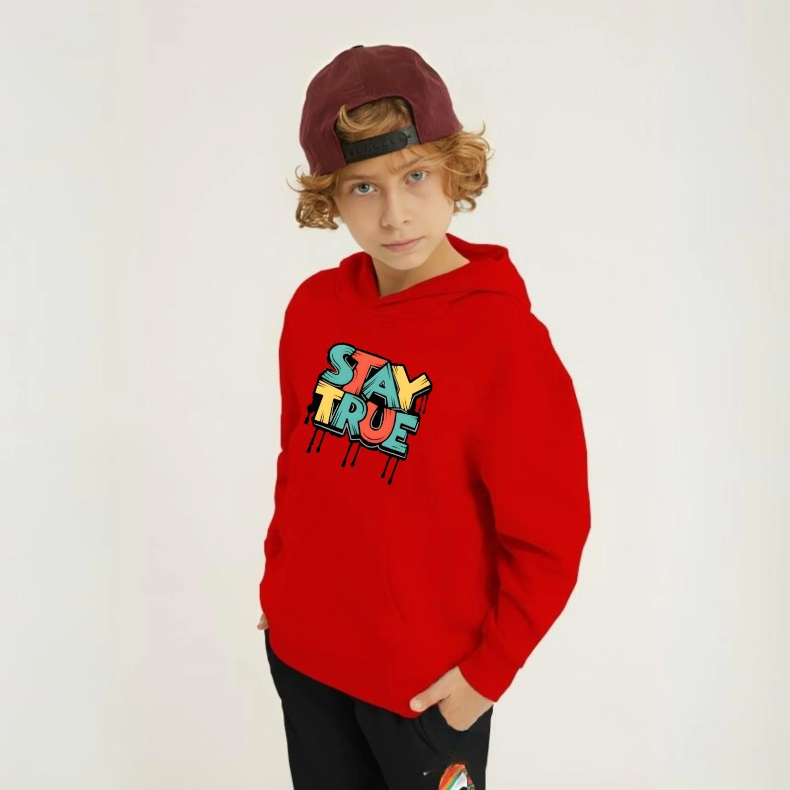 Stay True Printed Kids Hoodie Set - Image 2