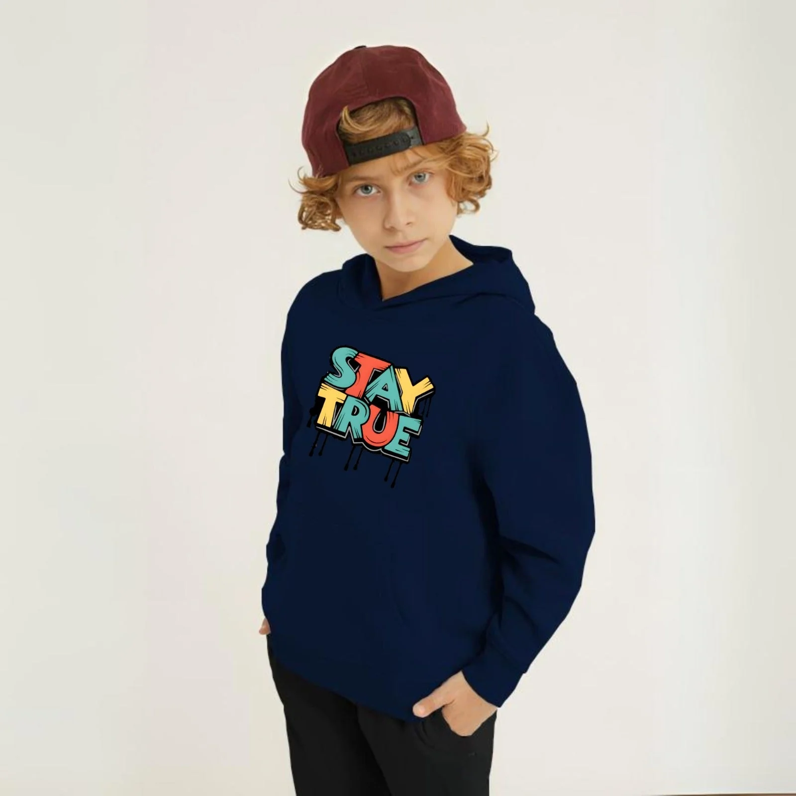 Stay True Printed Kids Hoodie Set - Image 5