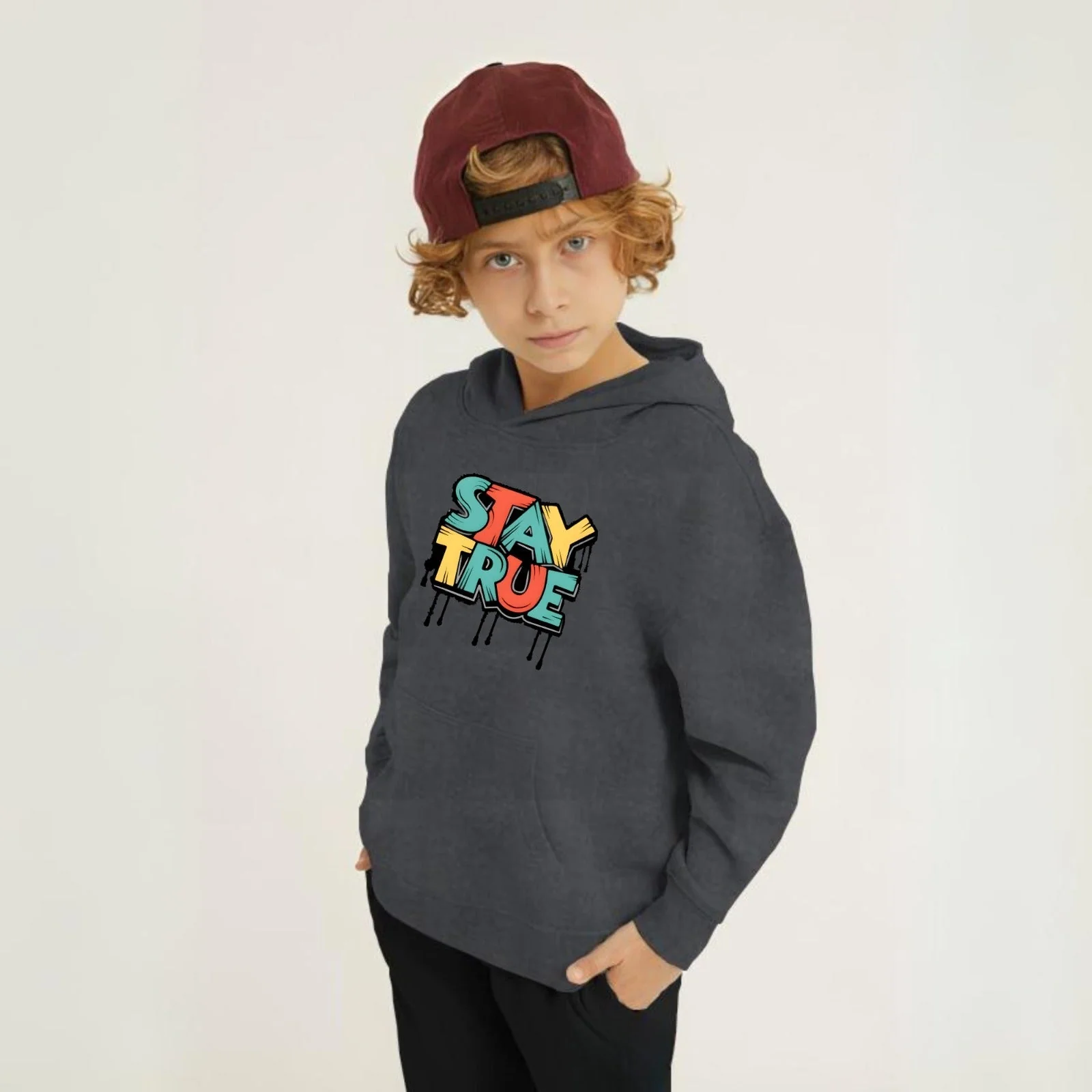 Stay True Printed Kids Hoodie Set - Image 6