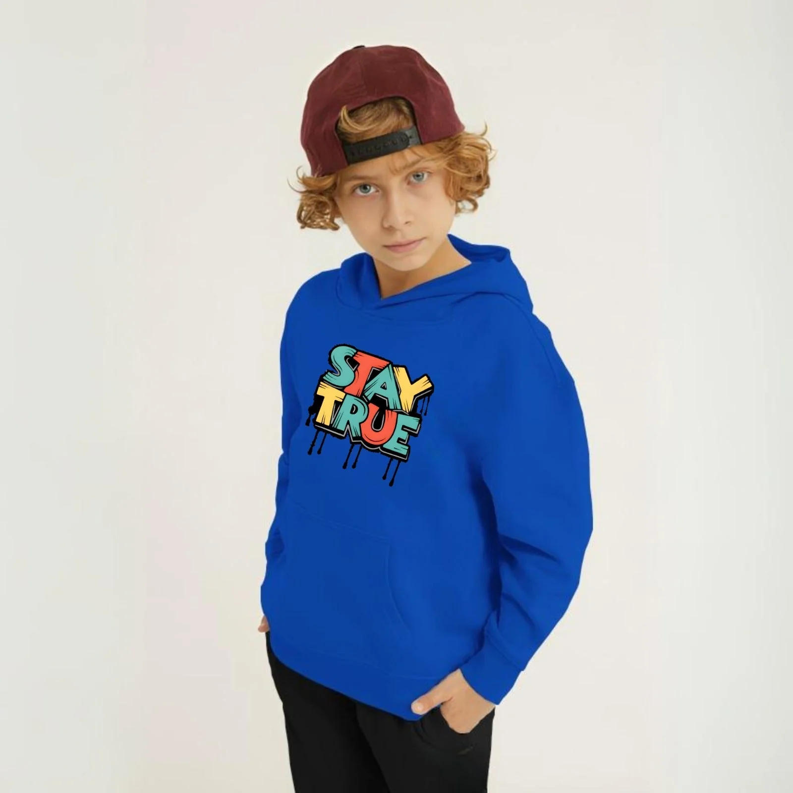 Stay True Printed Kids Hoodie Set - Image 7