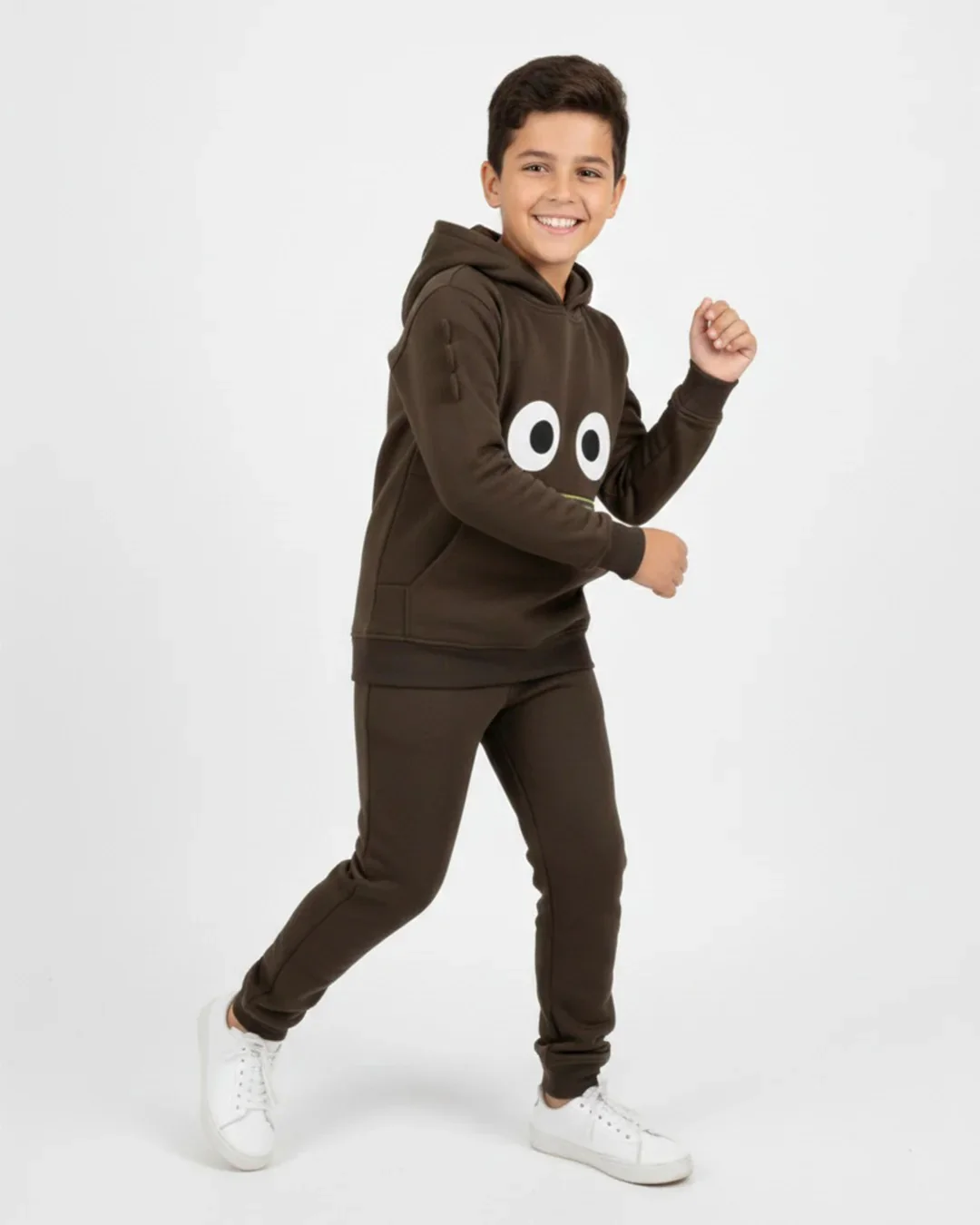 Kids Brown Monster Fleece Hoodie & Jogger Set - Image 4