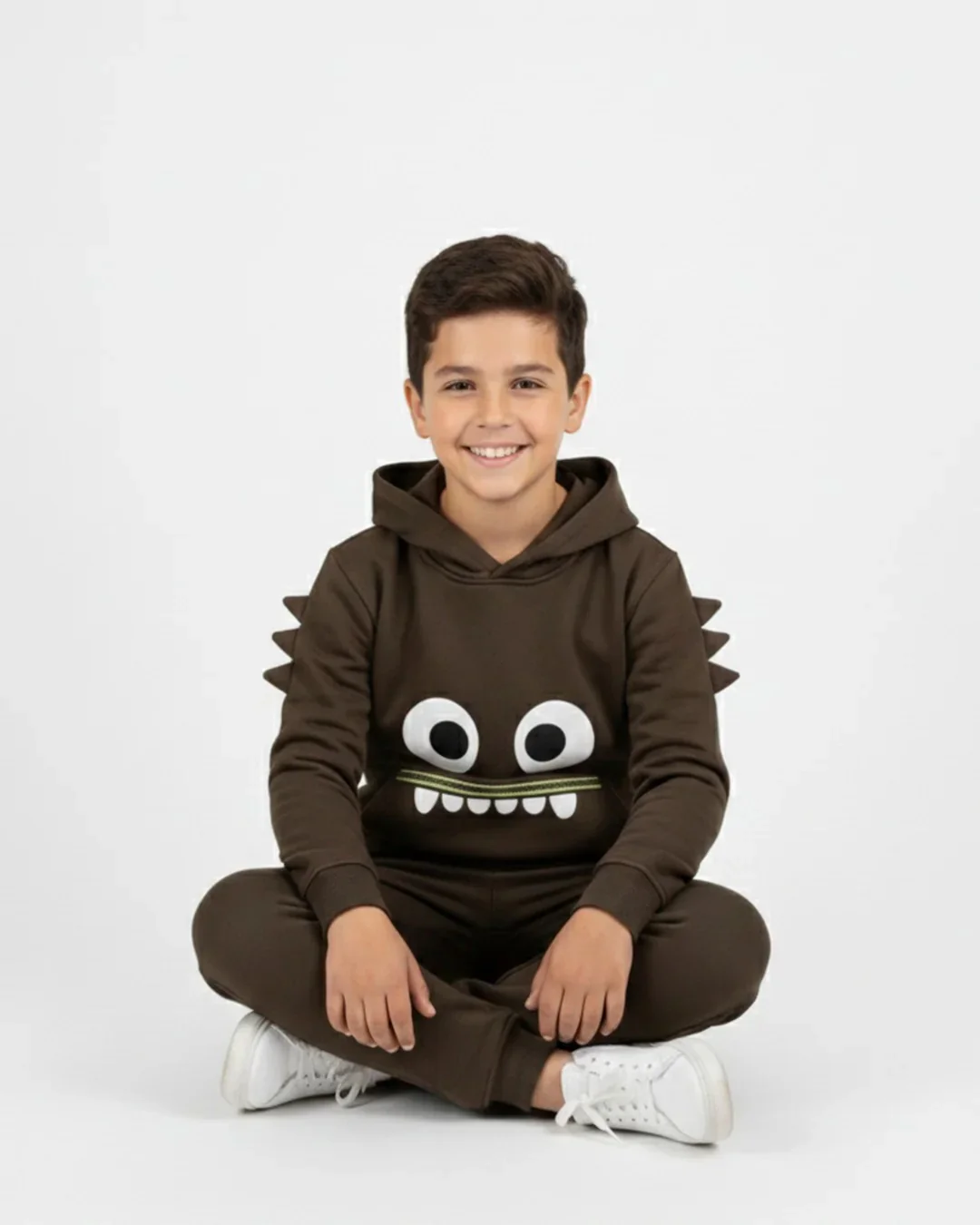 Kids Brown Monster Fleece Hoodie & Jogger Set - Image 5
