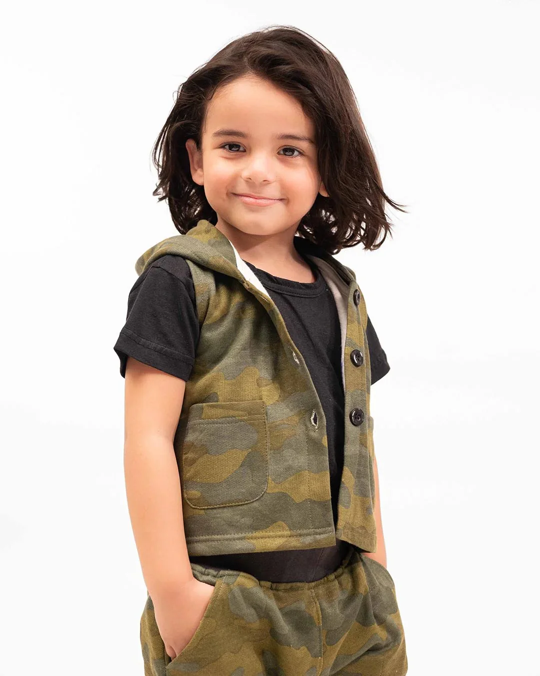 Kids Camo Co-Ord Set – Sleeveless Hoodie & Jogger Pants - Image 3