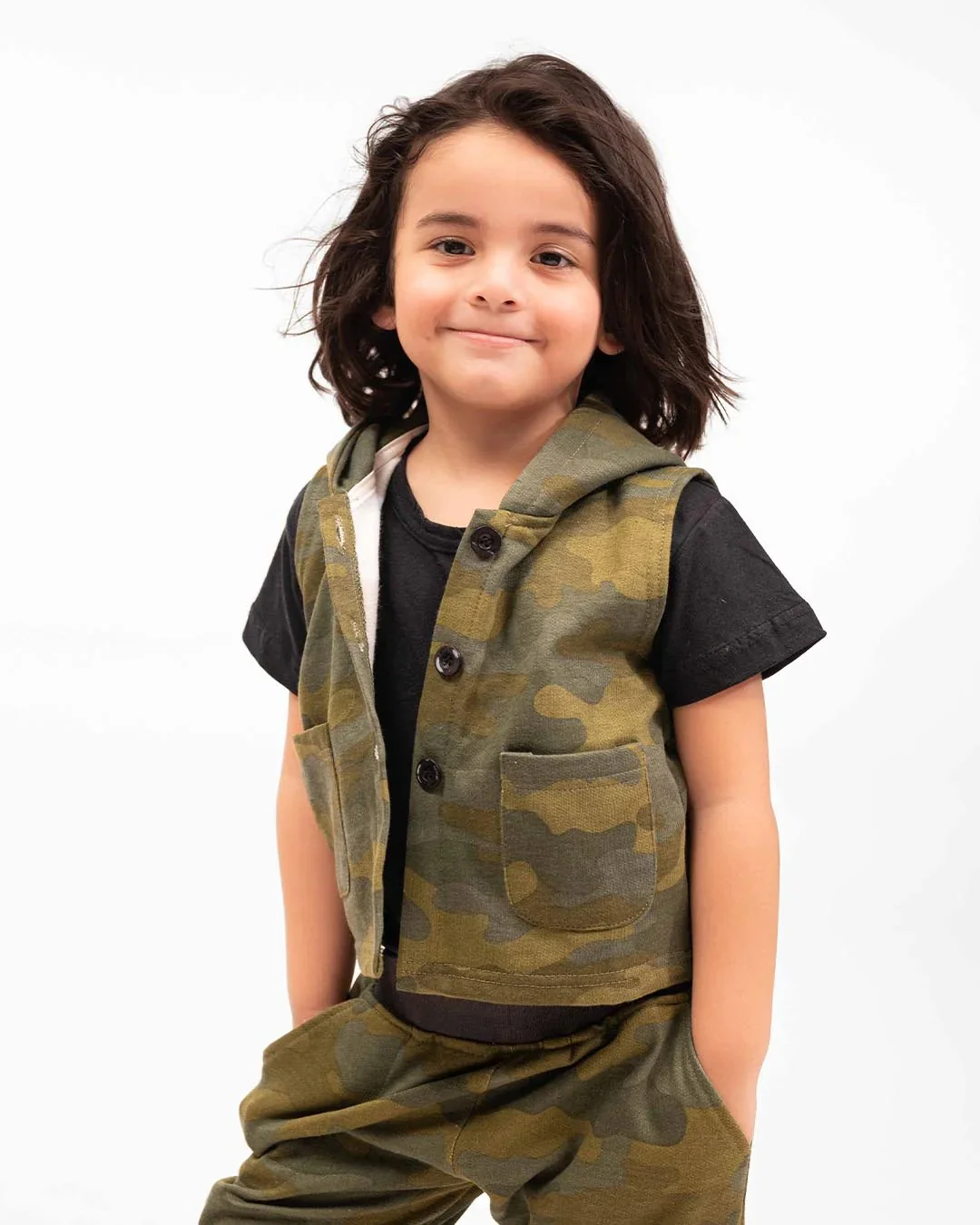 Kids Camo Co-Ord Set – Sleeveless Hoodie & Jogger Pants - Image 5
