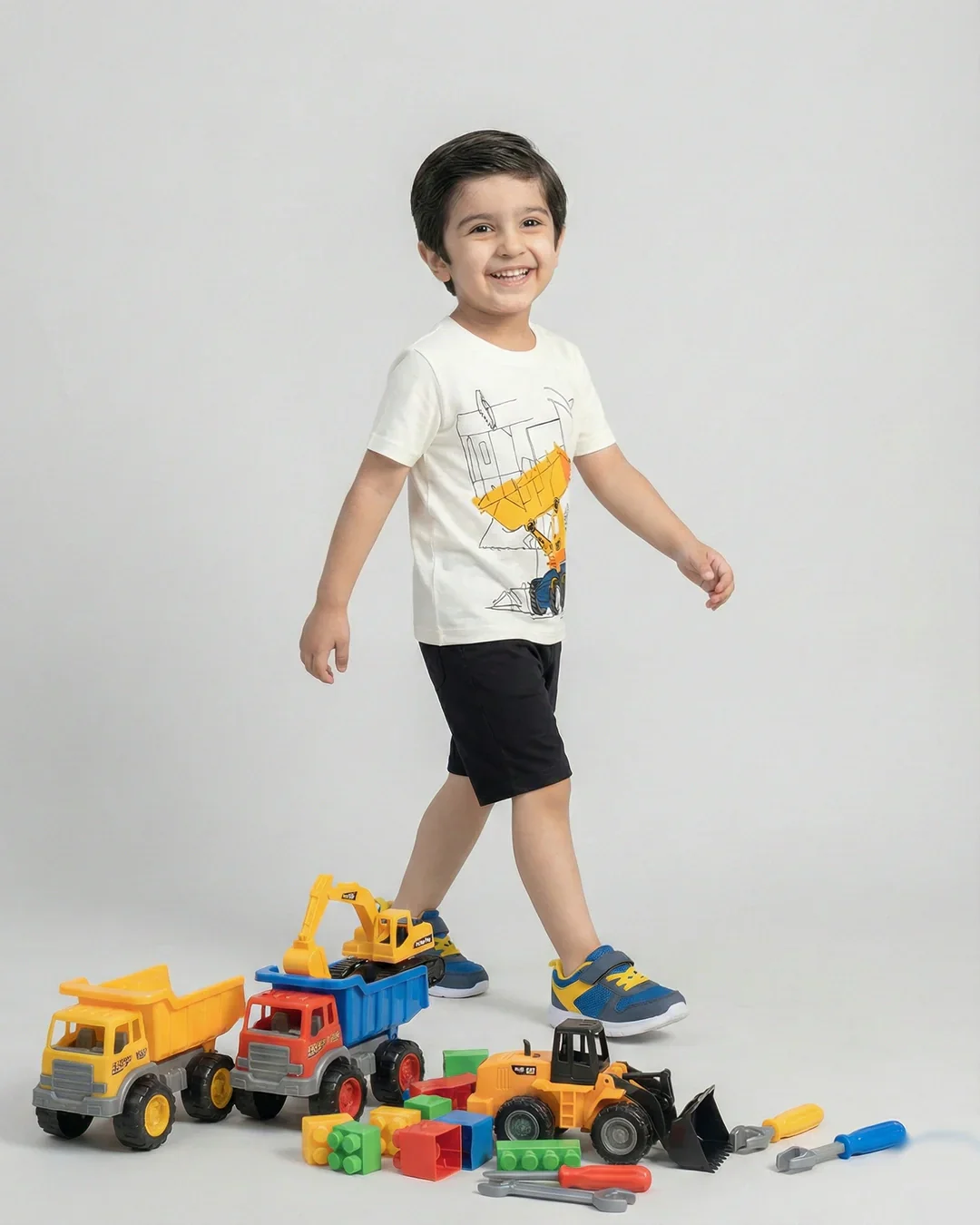 Kids’ Construction Truck Print T-Shirt & Shorts Set - Image 4