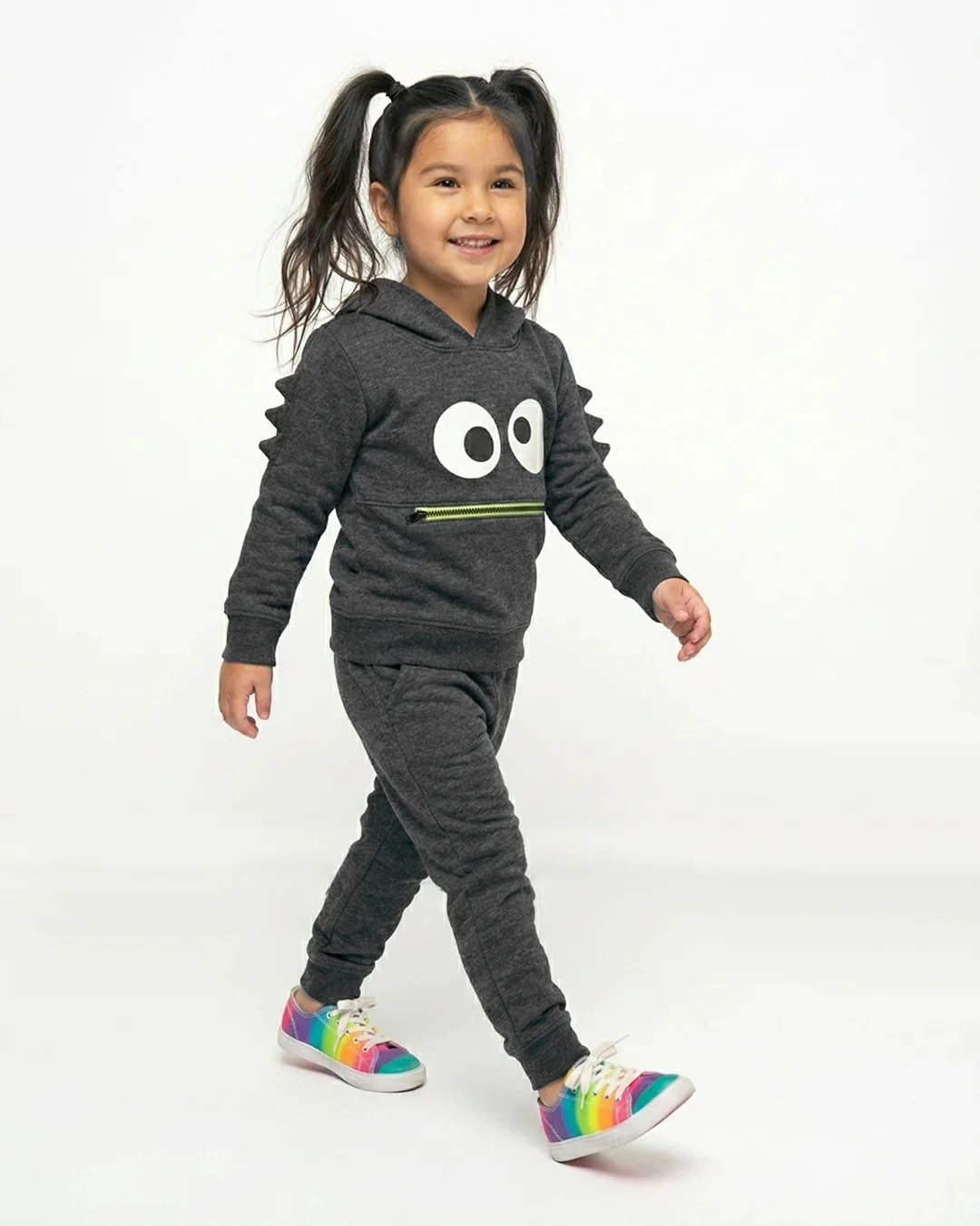 Kids Googly-Eyes Monster Fleece Hoodie & Jogger Set - Image 4