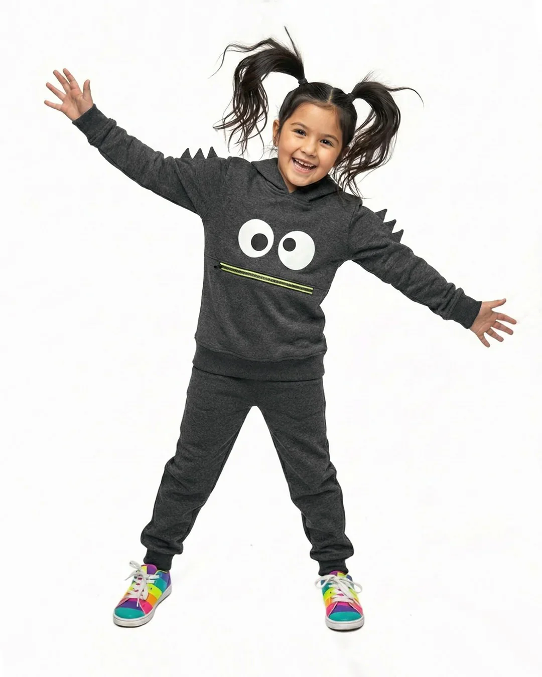 Kids Googly-Eyes Monster Fleece Hoodie & Jogger Set - Image 5