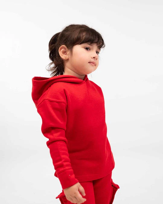 Kids Premium Red Fleece Cargo Tracksuit | Unisex - Image 4