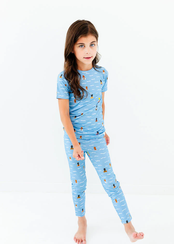 Kids' Summer Pajama Set – Blue Ocean Breeze - Image 3