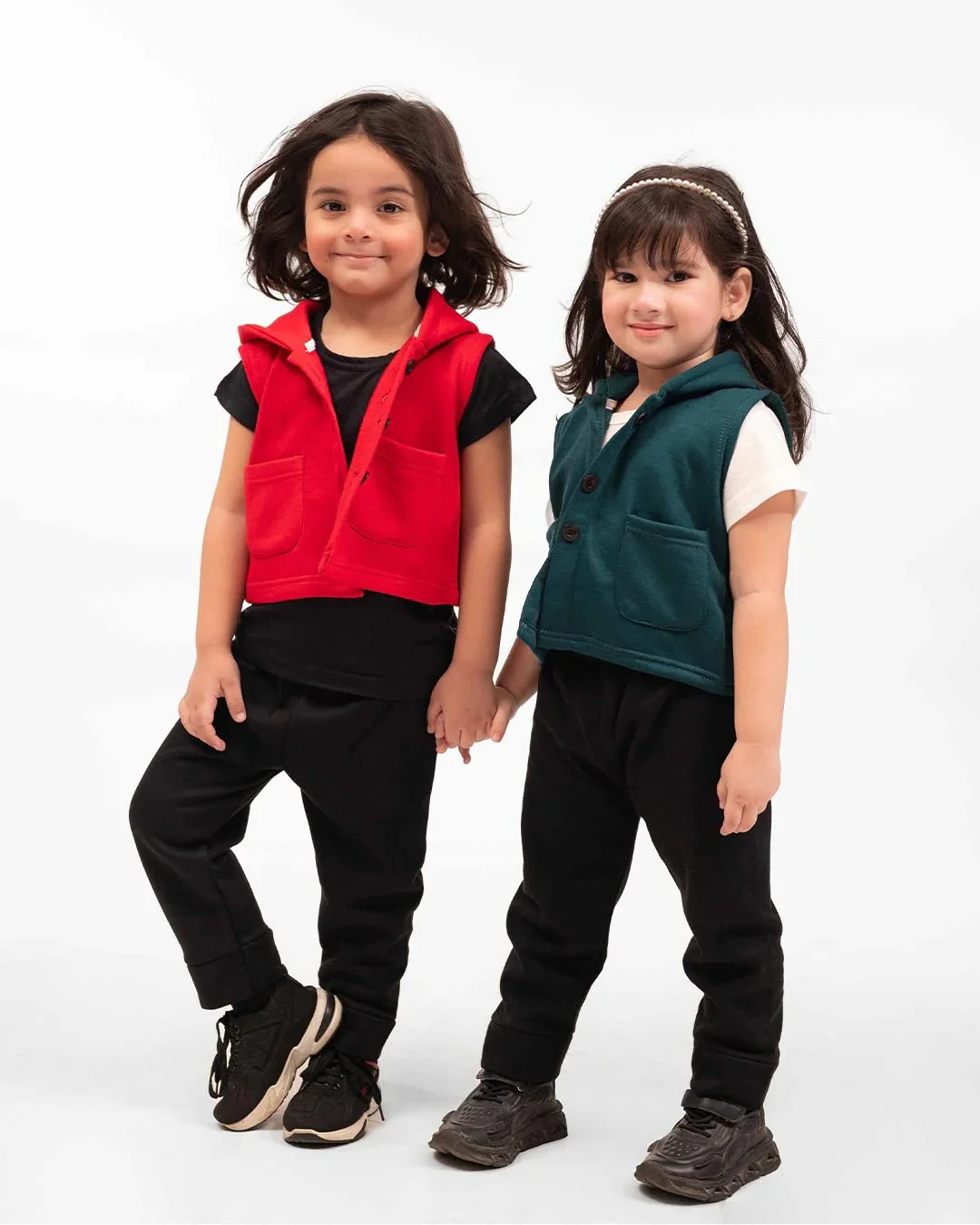 Kids Trendy Hoodie Vest | Forest Green - Image 4