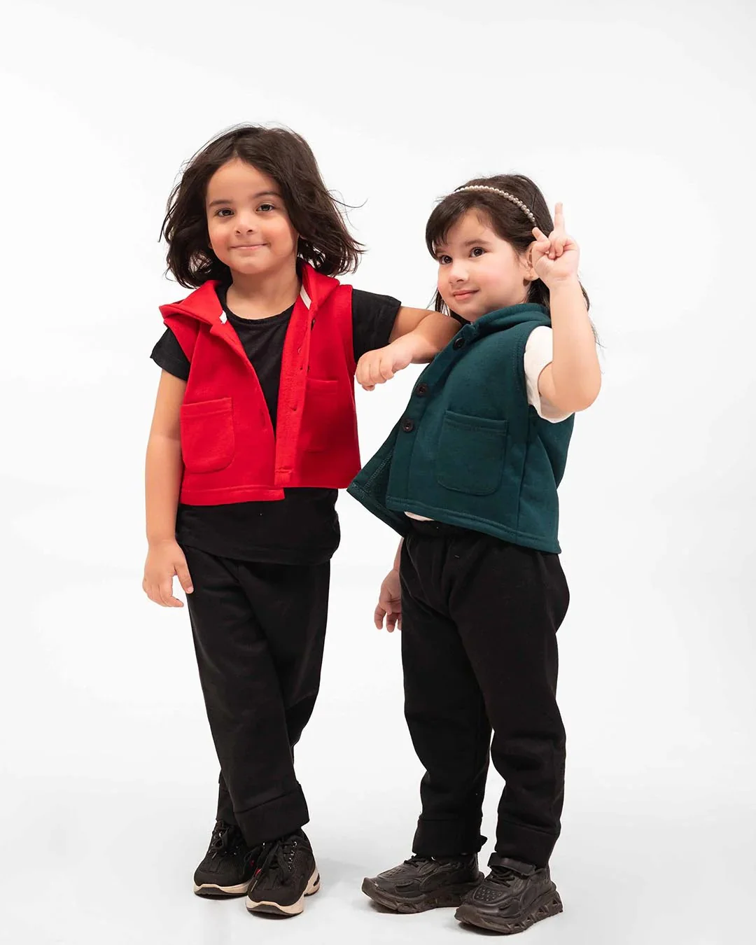 Kids Trendy Hoodie Vest | Red - Image 5