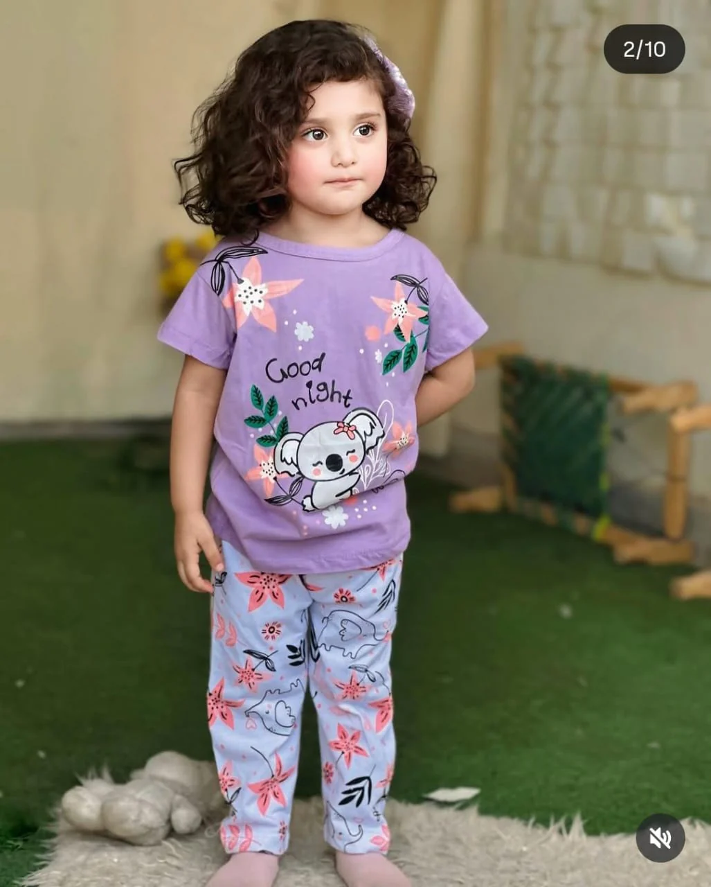 Koala Dreams - Soft Cotton Kids Short Set (Purple Floral) - Image 3