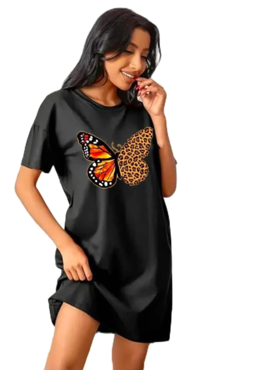 Orange Butterfly Printed Long Shirt - Image 3